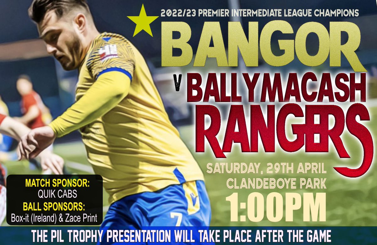 bangorfc's tweet image. ⚽️ 𝕊𝕒𝕥𝕦𝕣𝕕𝕒𝕪

A big day in store this weekend for our final match at Clandeboye Park this season. 

Kick off is 1pm with the #Lough41PIL trophy being presented to the Seasiders after the final whistle. 

🟡🔵