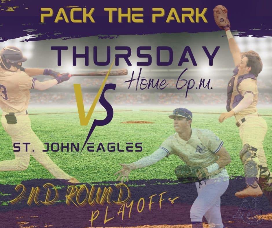ROUND TWO

Bulldogs host the St. John Eagles in round two of the division IV playoffs. First pitch is set for 6pm. Everyone come out to Lala to support! #ace