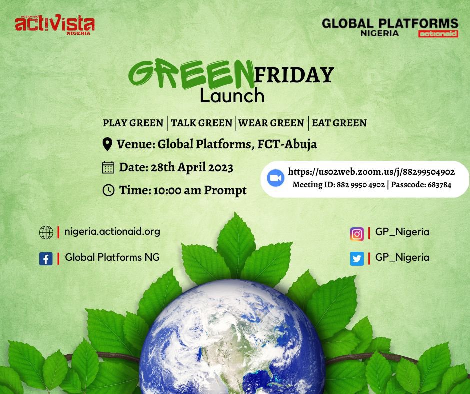 josphineadokwu's tweet photo. Join us as we launch our Climate Justice campaign. @GP_Nigeria @ActivistaNG @ActionAidNG #GoGreenNow #GoGreenFriday #ClimateJusticeNow https://t.co/TwwVrR1Fqd