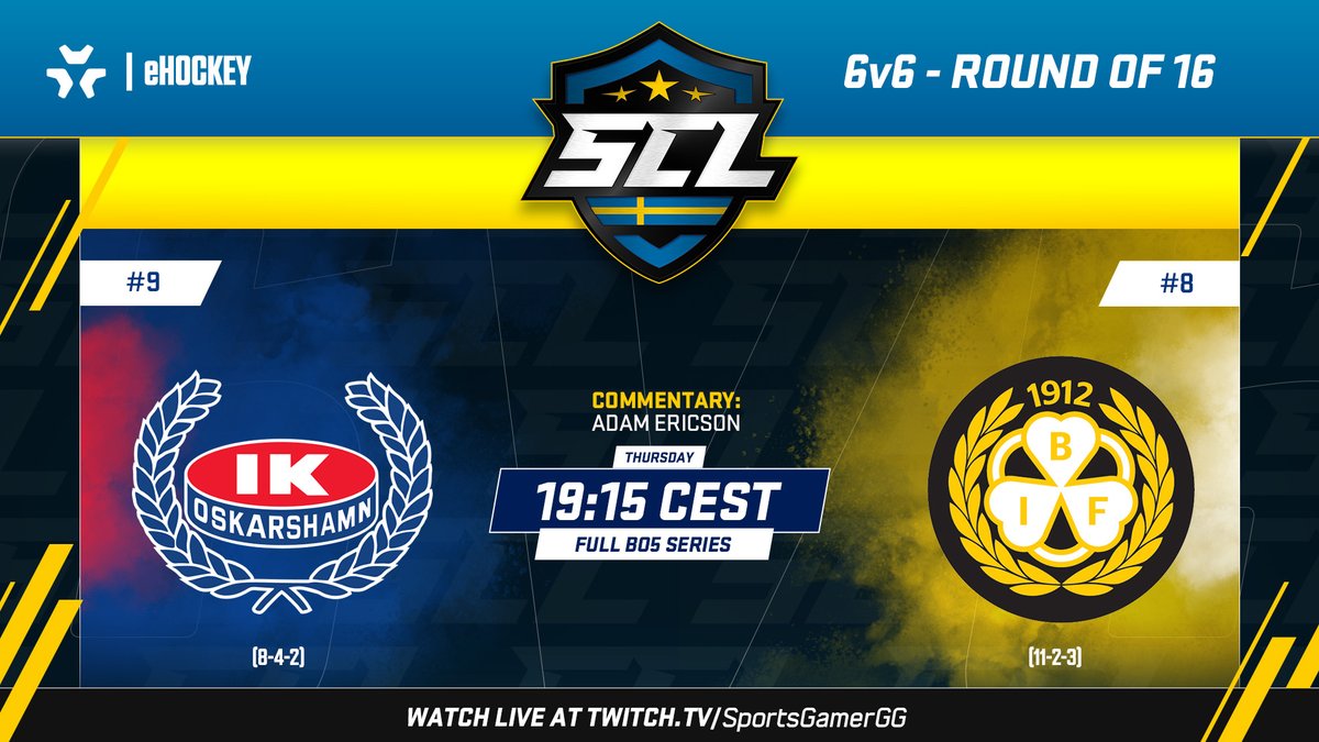 SportsGamerGG's tweet photo. #SCL2023 Playoffs start tonight! 👏

🕖 19:15 CEST
📺 https://t.co/fwROquLycB
🎙️ @Esdor15 

🔵🔴 @EsportIko vs @Brynas ⚫️🟡

#NHL23 #esports #eHockey https://t.co/iKDZmq2zUE