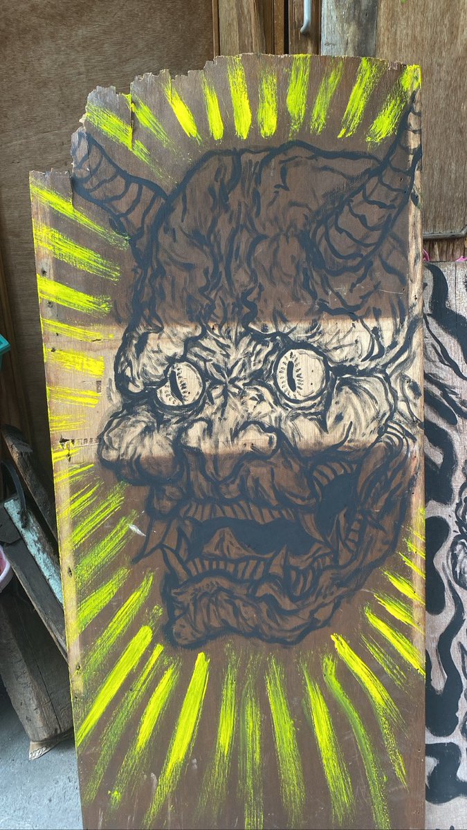 RatChef_'s tweet photo. RatChef gets corona virus and isolates and home but also kinda inspired so RatChef finds scrap plywood and paint and starts painting and now wants to keep doing it #ThankYouRatGod https://t.co/z1MqJ7E9P9