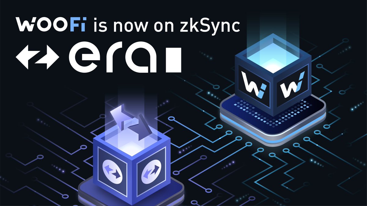 _WOOFi's tweet photo. The dawn of a new Era is upon us 🌄

WOOFi has officially deployed on @zksync Era Mainnet, enabling anyone to swap between $ETH and $USDC with CeFi-grade pricing from day one.

Blog post ➡️ https://t.co/gruUjx2JqV

Read on for more 👇 (1/6) https://t.co/4Hs6HmUnCt