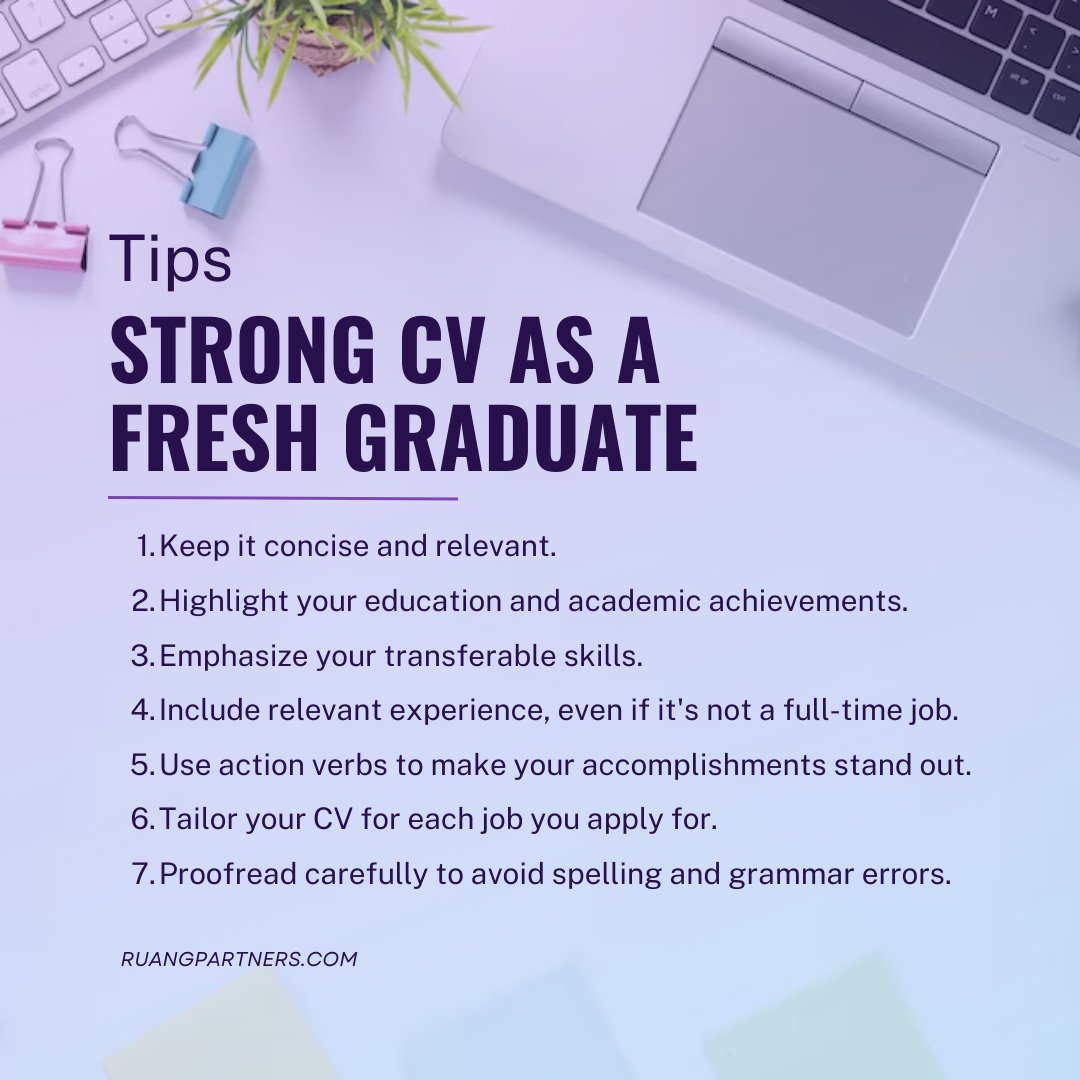 You need to focus on the key elements
such as achievements in academics, awards or honors, and other extracurricular activities in addition to your personality traits and transferable skills to set you apart from the competition and persuade the employer.

#freshgraduate #lowker
