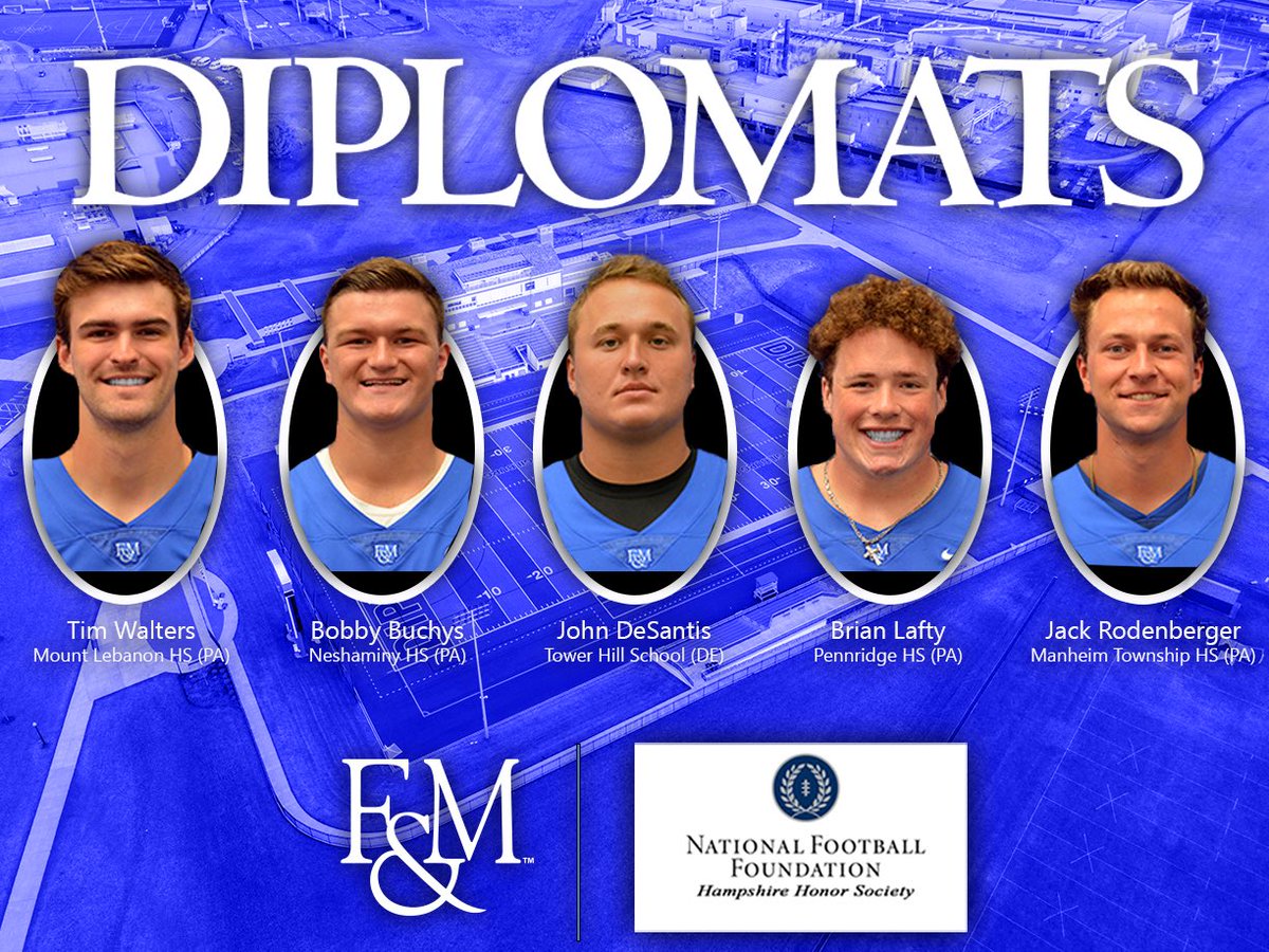 FandMFootball's tweet photo. Congratulations to the F&amp;M Football Diplomats honored as part of the National Football Foundation &amp; College Hall of Fame Hampshire Honor Society. #GoDips https://t.co/yBxgcyDP3K