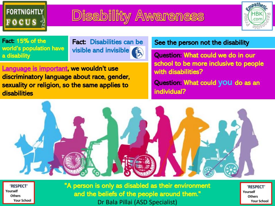HBK_School's tweet photo. Our new #FortnightlyFocus is on Disability Awareness #HBKcommunity https://t.co/sncqG6s2OG