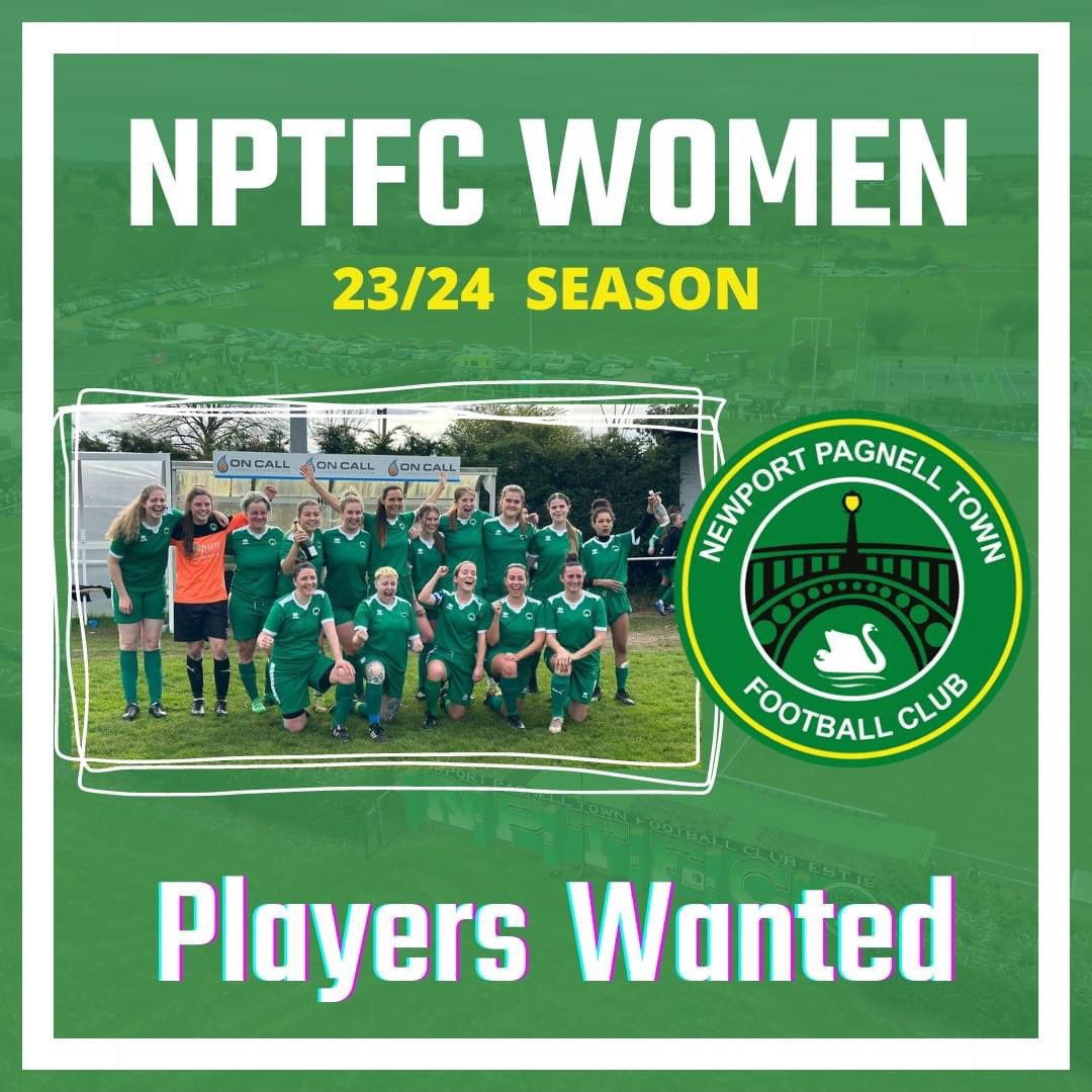 ⚽️💚 NPTFC Women Seek New Players

Our League Title Winning Women's Team is looking for new players for the new 2023/2024 season!

If you are interested in playing for the Women's Team, please fill out the form below

Form >> bit.ly/NPTFCWomen

Very exciting times ahead 🦢