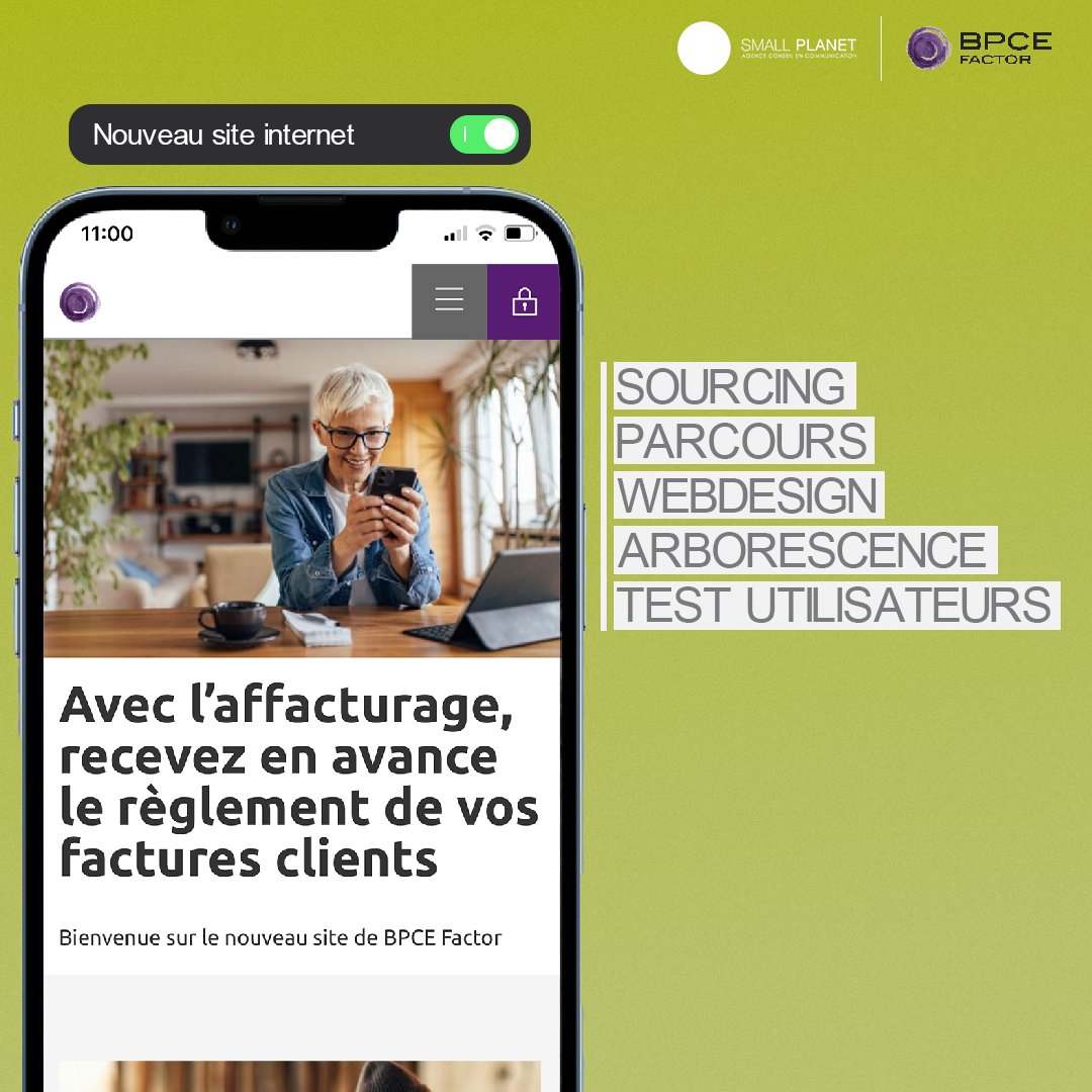 smallplanetCom's tweet image. Sourcing, création de contenu - parcours - arborescence - webdesign - test utilisateurs... Voici tous les aspects sur lesquels nous avons eu la chance d'accompagner la marque BPCE Factor dans le cadre de la refonte de son site internet fraichement sorti aujourd'hui !