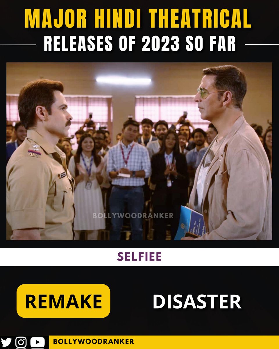 CineRanker's tweet photo. Here are the Box Office Verdicts of Major Theatrical Releases from the Hindi Film Industry of 2023 so far
Among the major films, only 3 have been successful - one clear hit & 2 average grossers
Full Post on IG
#BRPosts https://t.co/zW5vVC5ozQ
