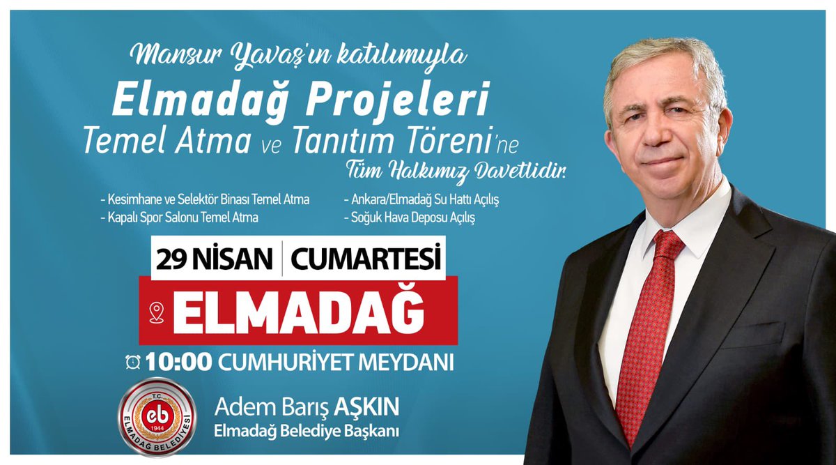 Elmadağ Projeleri Tanıtım ve Temel Atma programına tüm halkımız davetlidir.