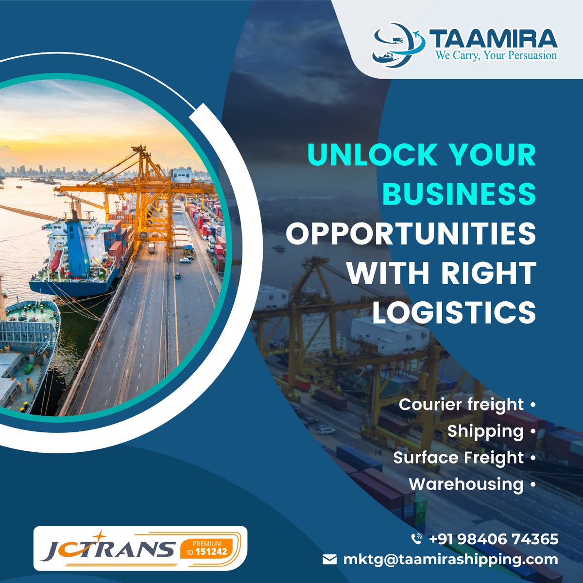 TaamiraLtd's tweet image. #taamirashipping is offering Worldwide #logistsics services at the most adorable price. 
We change the way you do business by making it easier for you to transfer your cargo across the globe
#Import #export #freightforwarding #warehousing #Shipping #chennai #India