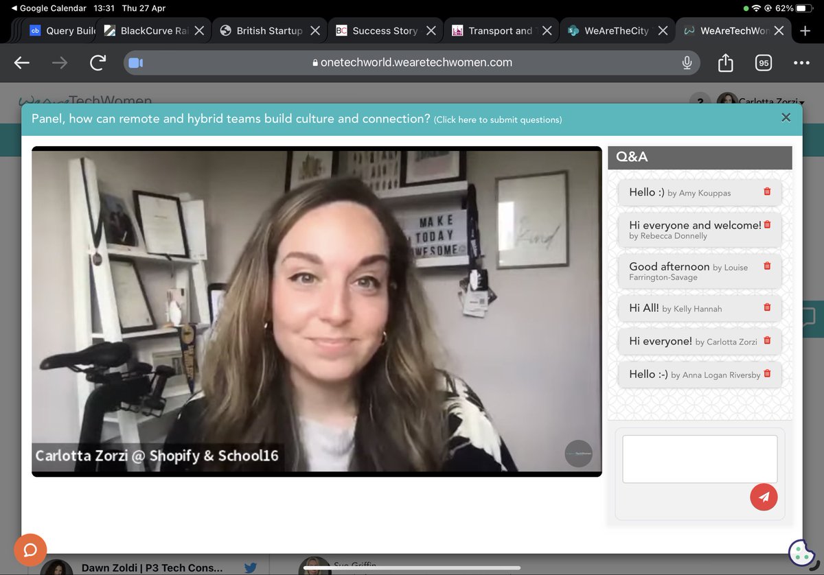 Live on @@WeAreTheCity for #OneTechWorld to discuss all things remote and hybrid working! #womenintech #tech