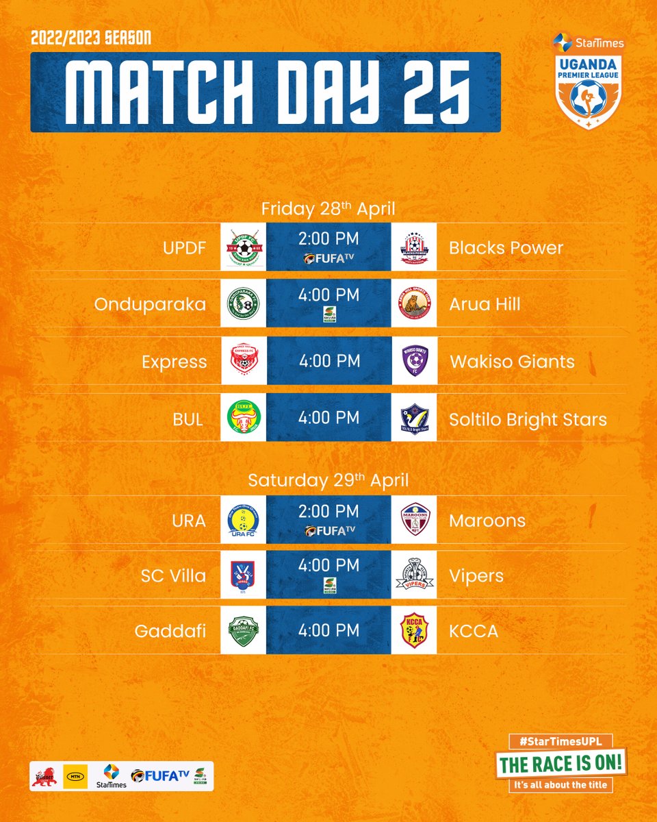 StarTimes Uganda Premier League on Twitter "Match day 25 fixtures