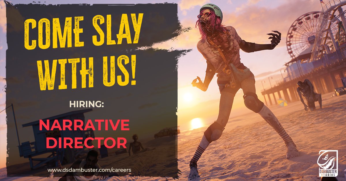 DambusterStudio's tweet photo. We've got a really exciting opportunity for a Narrative Director to join our team!

You'll shape the overall narrative strategy for the Studio, guide our Narrative Team, and coordinate best-in-class environmental storytelling.

APPLY: https://t.co/Tblh4IZBl8

#gamedev #narrative https://t.co/SGXfSqYgPa