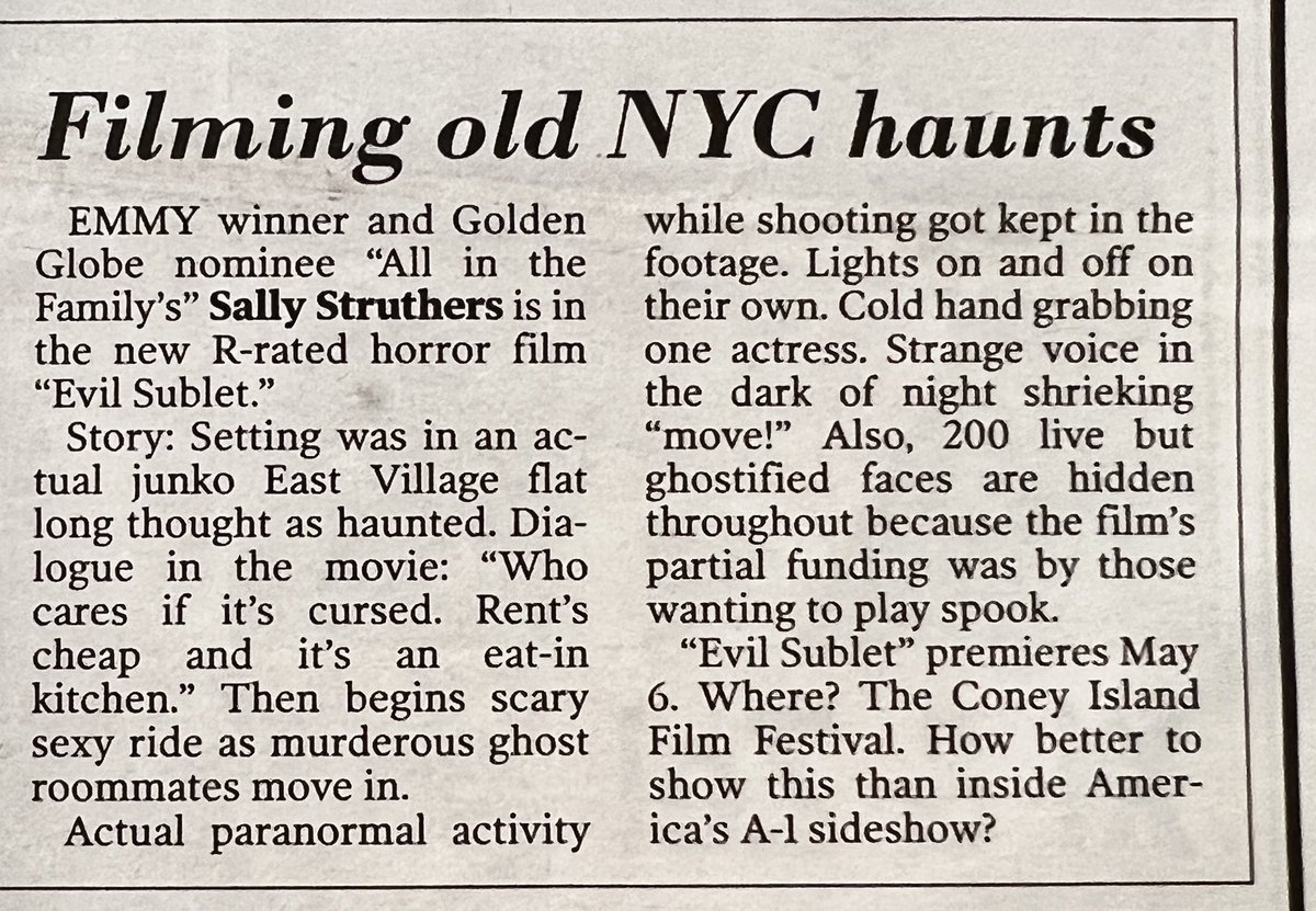 apiper13's tweet photo. The New York Post’s Cindy Adams calls @evilsublet a “scary sexy ride” https://t.co/DXCA3rhS2o