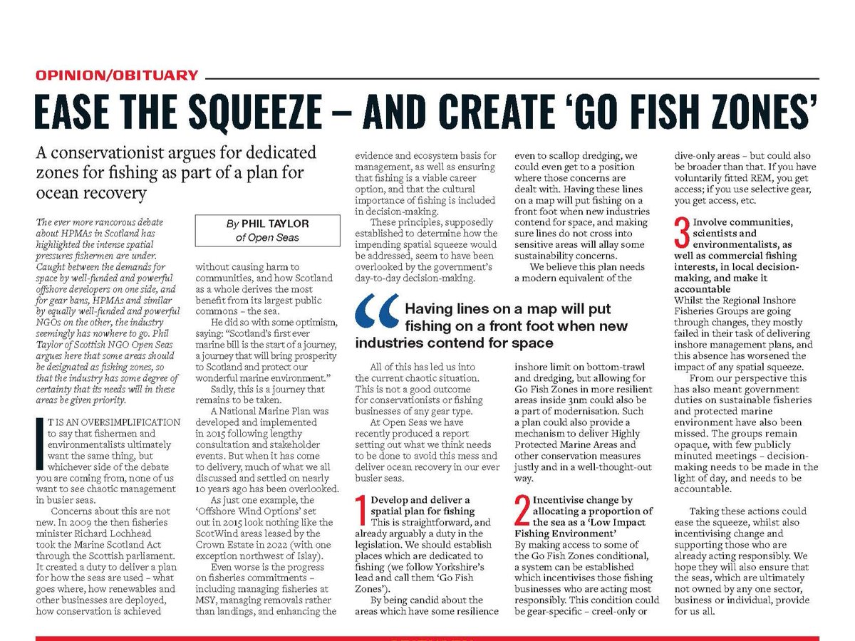 TheOpenSeas's tweet photo. 🐟 Our marine environment &amp; fisheries are under pressure. We need to #EaseTheSqueeze with spatial management, incentives for low-impact fishing &amp; better local decision-making. 

📰 Read more in @YourFishingNews &amp; find our new report here: https://t.co/jKgEmEh3Wa https://t.co/7UbislVR81