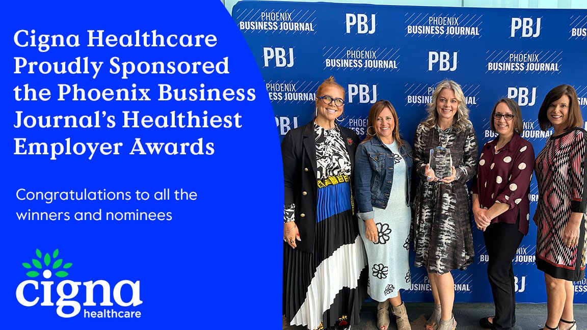Congratulations to all the award winners and nominees of the 2023 Phoenix Business Journal's Healthiest Employers. Thank you for leading workplace cultures that support the health and wellbeing of your employees and their families. bit.ly/41JfMCW #CignaAZ