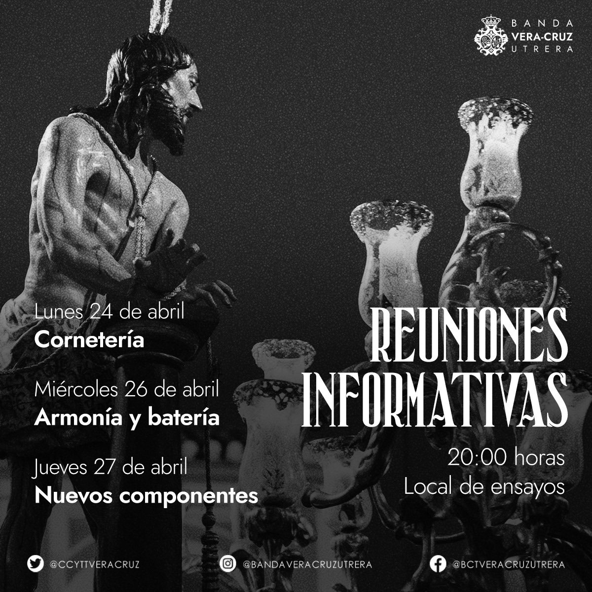 ccyttveracruz's tweet photo. 📢 ���𝗘𝗨𝗡𝗜𝗢𝗡𝗘𝗦 𝗖𝗢𝗠𝗣𝗢𝗡𝗘𝗡𝗧𝗘𝗦 • Hoy atenderemos en nuestro local de ensayos a todos aquellos nuevos componentes qué quieran apuntarse a nuestra formación a las 20:00h.

¡Os esperamos!

🎺🥁 #𝘼𝙩𝙖𝙙𝙤𝙨𝙖𝙩𝙪𝙥𝙖𝙨𝙞𝙤́𝙣 https://t.co/efgeFLNdcj