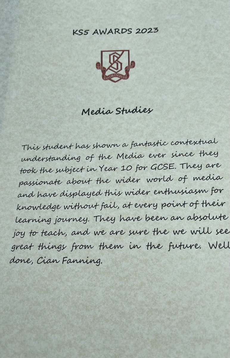 johnfanning1's tweet photo. So proud of Cian winning the Media Studies award at the Year 13 celebration ceremony, particularly as this is the subject he has chosen to study at Uni in September (sorry for being an embarrassing dad but that’s my job) 🏆 https://t.co/LxhXXLzFnt