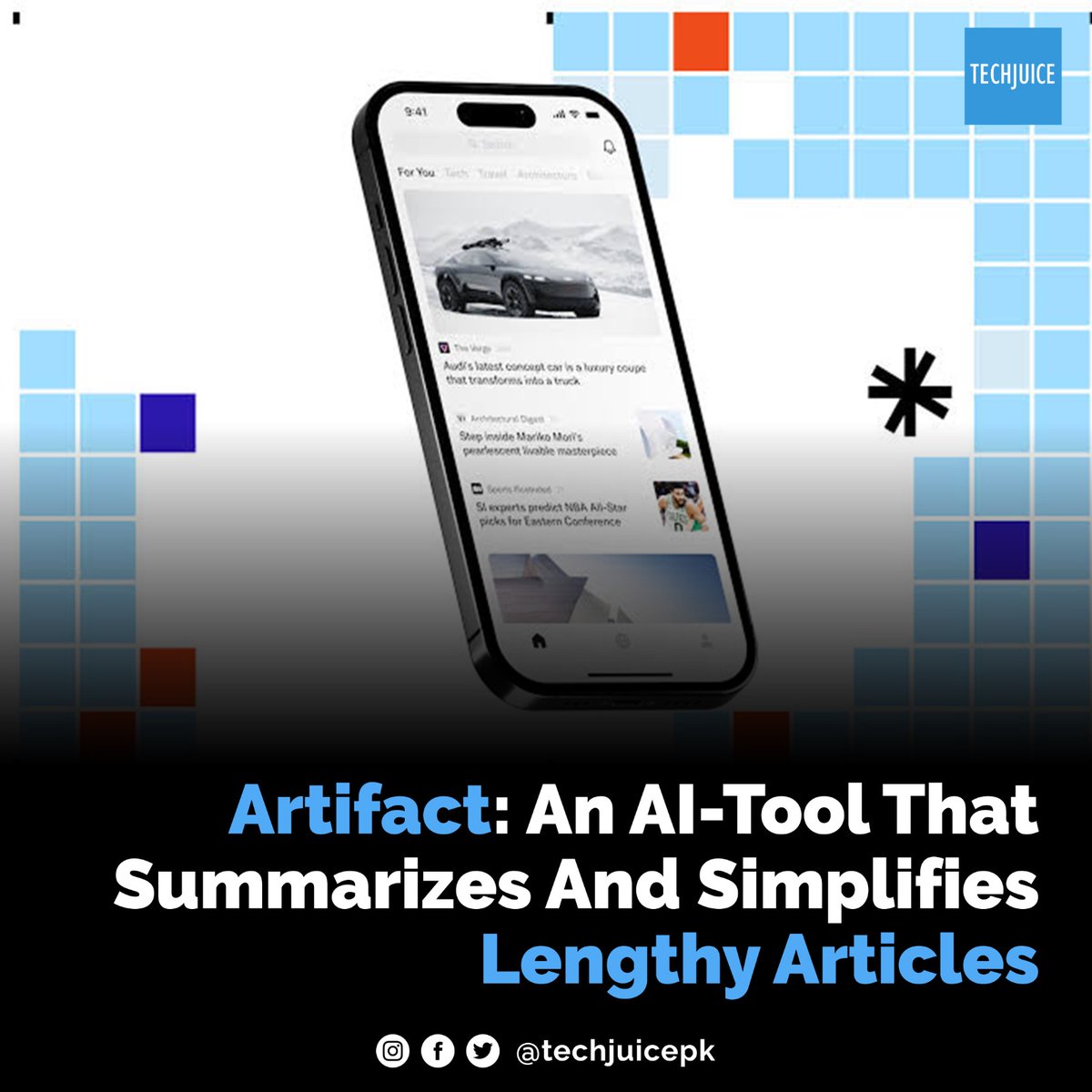 TechJuicePk's tweet image. Artifact, a news app created by Instagram’s co-founder, introduced a new AI feature summarising lengthy articles. The new app by Kevin Systrom and Mike Krieger had a waitlist when it first launched last month. 
Read more: techjuice.pk/artifact-an-ai…
#Artifact #summarizes #articles