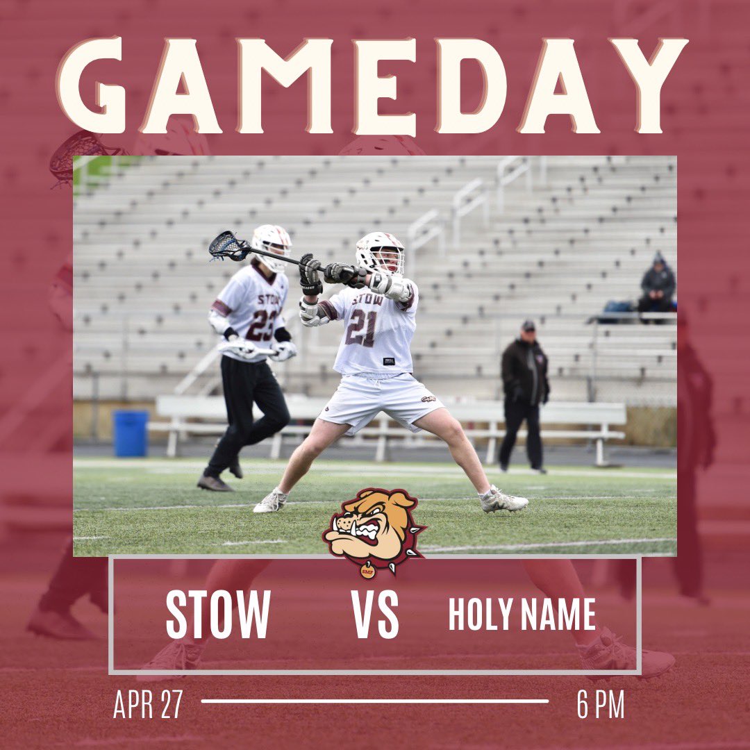 Thankful for another opportunity!! Time to bounce back! Gameday #13 

🆚: <a href="/HN_Lacrosse/">Holy Name Boys Lacrosse</a> 
⏰: 6:00 PM
🏟️: Bulldog Stadium
📍: Stow, OH

#BulldogFAST