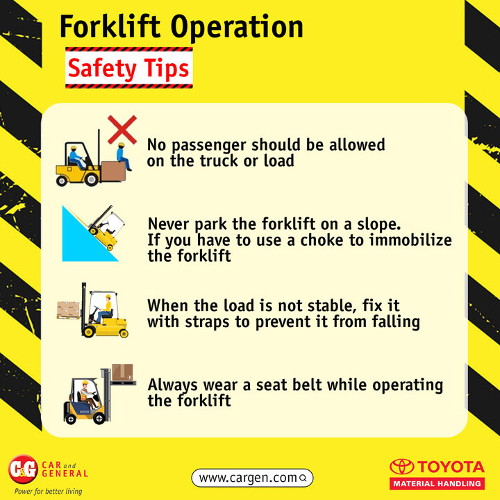 Forklift operators safety tips✍️

We provide Toyota Material Handling Solutions.
For Inquiries/Orders
📞Toll-Free Line 0800724600

#CarandGeneral #Cargen #Materialhandlingsolutions #Warehouse #Industry #Toyota #Forklift #Safetytips #satysafe 

 #makingcustomerssmile