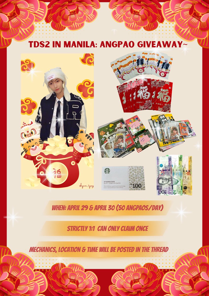 🧧TDS2 in Manila Fan Project: Angpao Giveaway🧧

hi~! i’ll be giving away renjun angpaos on both days! ❤️ see youuuu all! 🥰

💛strictly 1:1, no claiming for a friend
💛loc &amp; time will be posted on d-days
💛mechanics posted on the thread 😉

#THEDREAMSHOW2_in_MANILA #TDS2inMANILA
