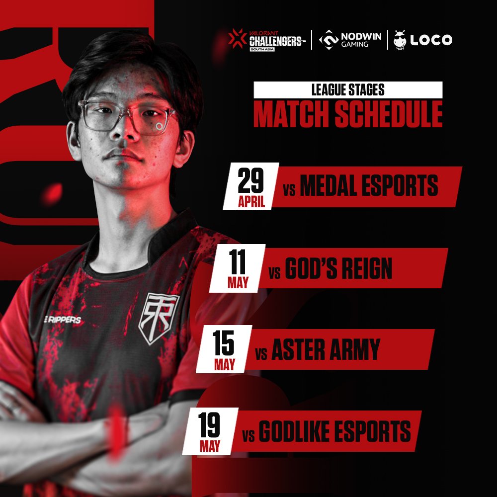 Here’s what the Split-2 Group Stages look like for us!

Stronger and bolder True Rippers is coming for you 💪

#Truerippers #Trulyripem #nodwingaming #Vcsa