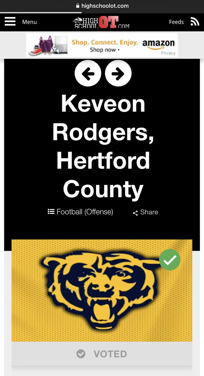 Scarlito_1017's tweet photo. Vote for the best in NC high school sports in #HSOThonors! https://t.co/77bDrSKyNz ( DAILY VOTE 🗳️ ) 

@keveon_rodgers ⭐️ 🐻 🏈 https://t.co/gKlfj3r0Mu