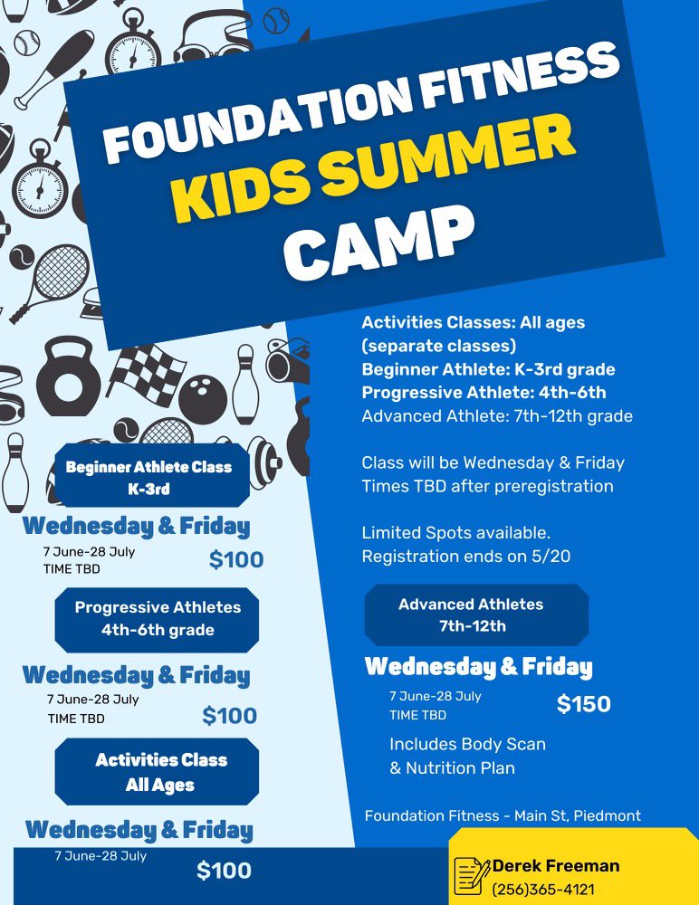 Looking forward to a fun summer! Really looking forward to keeping kids active and building dominant athletes!