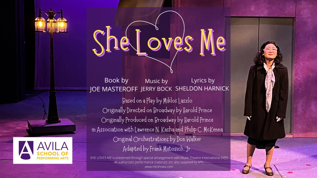 SHE LOVES ME Opening Night!

Goppert Performing Arts Center at Avila University  

April 27, 28, &amp; 29 @ 7:30pm April 30 @ 2pm

Call box office: 816-501-3699 or email Box.Office@avila.edu to reserve seats!  

#shelovesme #musical #theatre #college #kansascity #avilauniversity