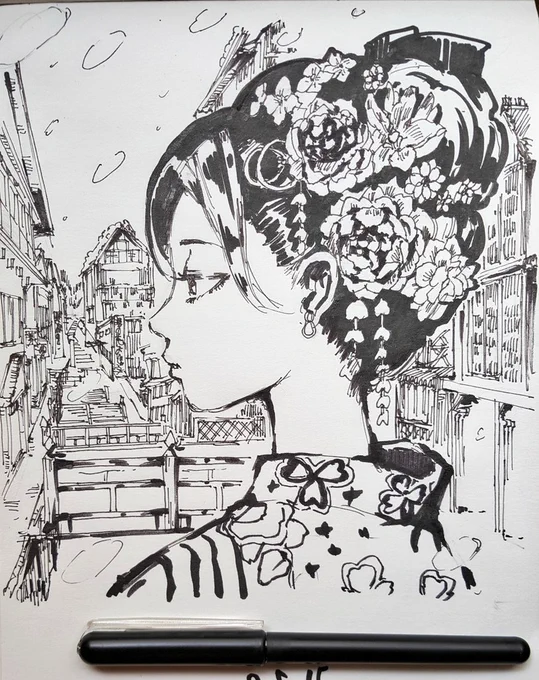 アナログ絵はやっぱり楽しいですね!
前に描いたペン画
#アナログ  #ペン画 