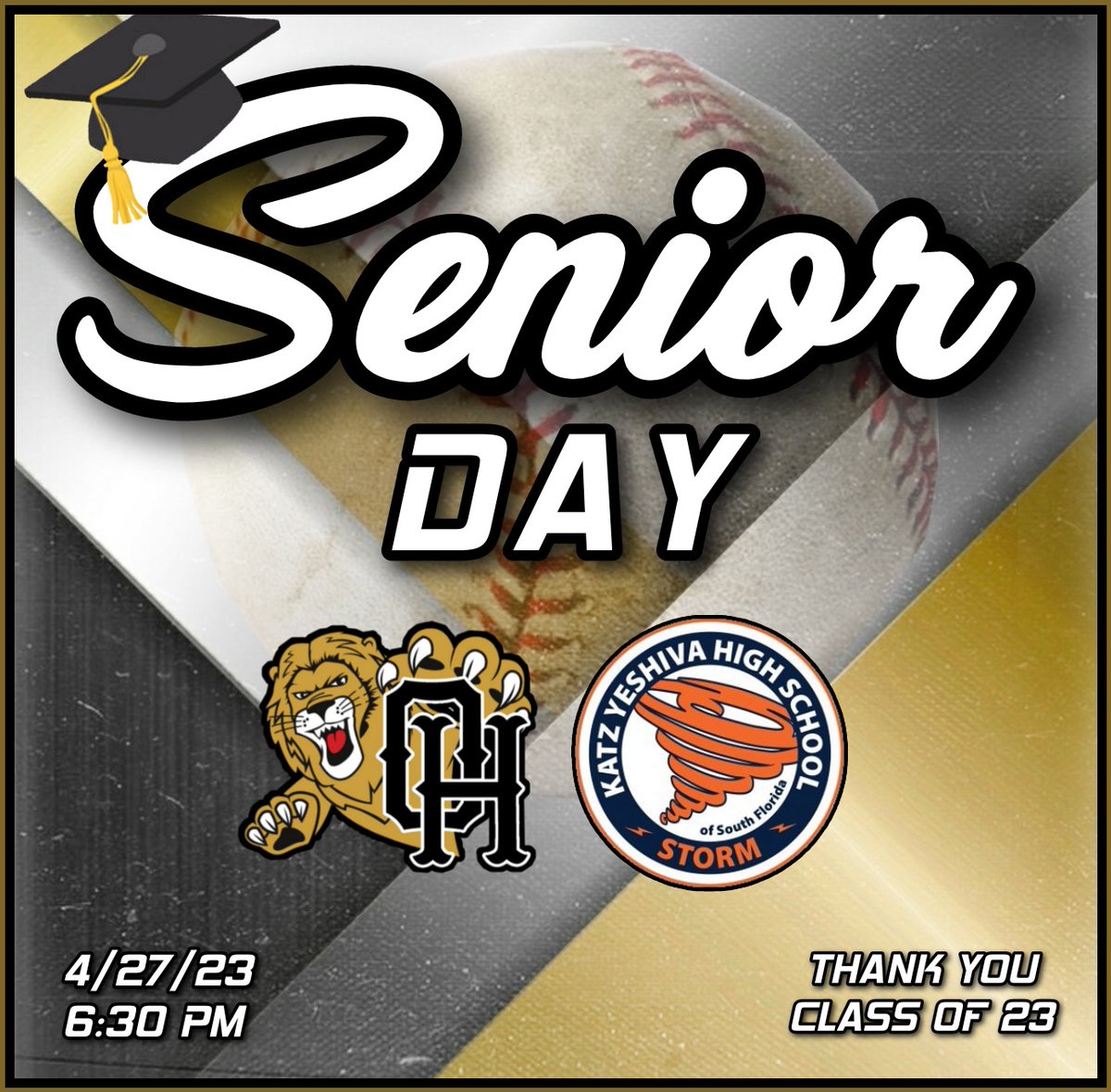 Its gameday ladies and gentlemen! Today is senior day for your Olympic Heights Lions as we take on the Yeshiva Storm at 6:30 pm at home. Be sure to come out and support our incredible seniors and send them off in style! Festivities begin at 5:30 pm. Go Lions! #whynotus #seniorday