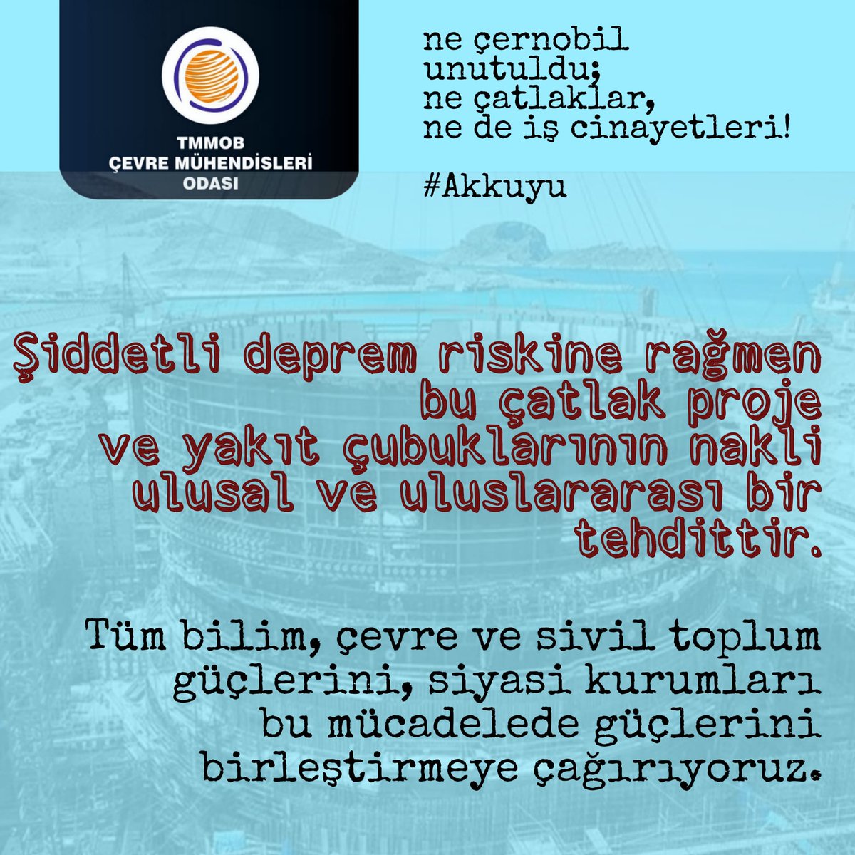 CevreMuhOdasi's tweet photo. #Akkuyu #NükleerYakıtaGeçitYok https://t.co/E1k4LbB5r2