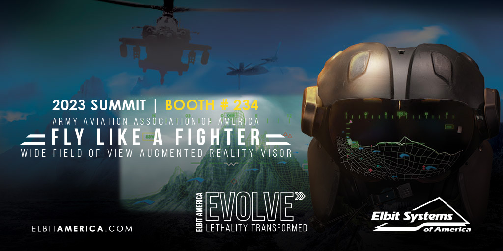 ElbitAmerica's tweet photo. X-SIGHT AT SUMMIT '23 | Our X-Sight helmet mounted display delivers wide field of view & integrated night vision capabilities for low-level combat ops. Stop by booth 234 at the Army Aviation Mission Solutions Summit. We'll get you excited about #XSight! https://t.co/6yKqhzI3Qy. https://t.co/LvSOaiDIER