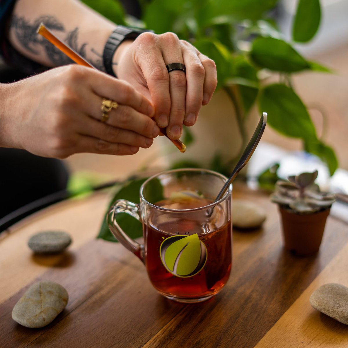 Soothing the soul with a warm cup of Krat🌿m tea and nature's golden elixir 🍵🍯✨ #HoneyHugs #SerenitySips