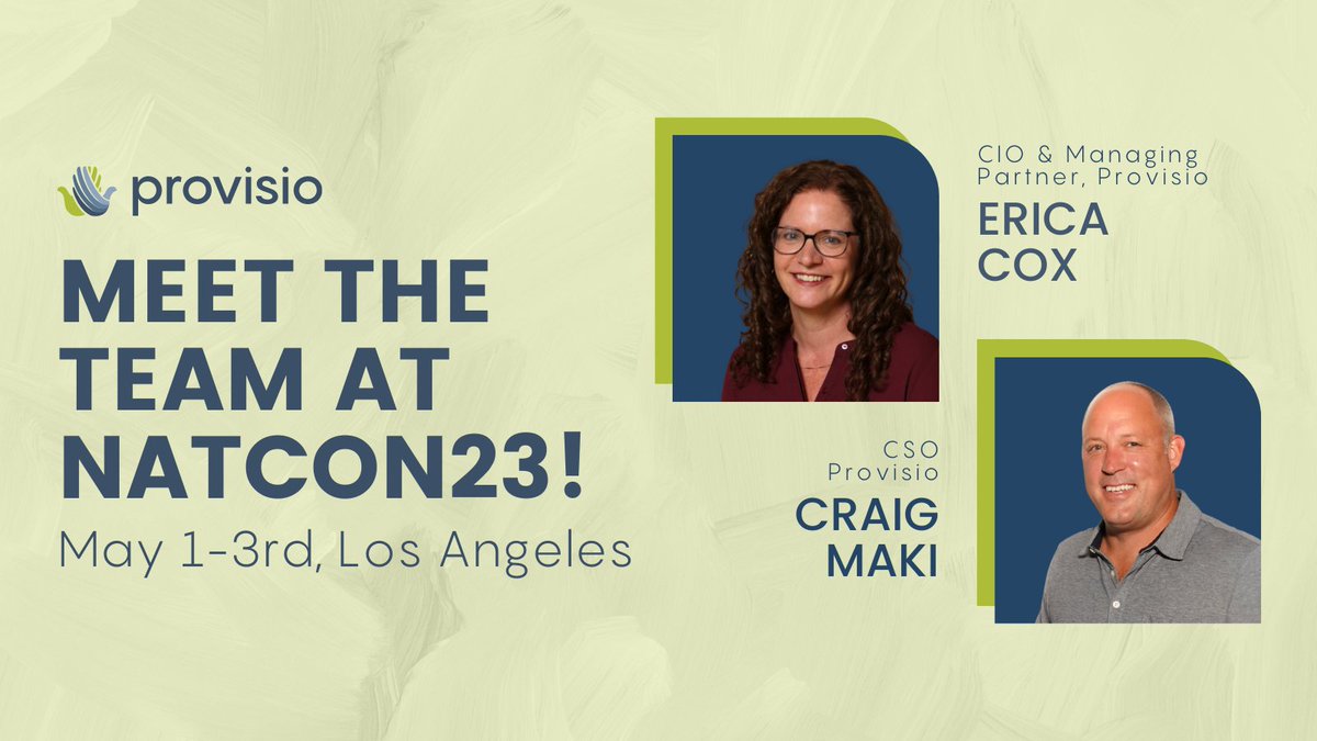 Meet the Provisio team at #NATCON23! 

Erica Cox & Craig Maki are headed to Los Angeles to attend the largest conference in #mentalhealth and #substanceusetreatment. 

Erica will be presenting in a Shark Tank competition alongside Eleanor Castillo-Sumi from Pacific Clinics.