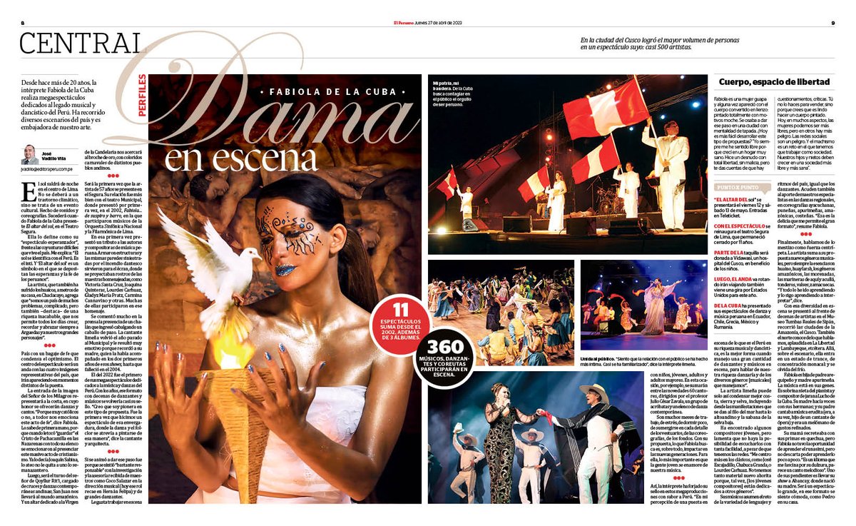 #CentralElPeruano🎶Desde hace más de 20 años, la intérprete limeña Fabiola de la Cuba realiza megaespectáculos dedicados a resaltar el legado musical y dancístico del Perú. 👉bit.ly/3L75cPc

✍️Por <a href="/vadillovila/">jose vadillo vila</a>