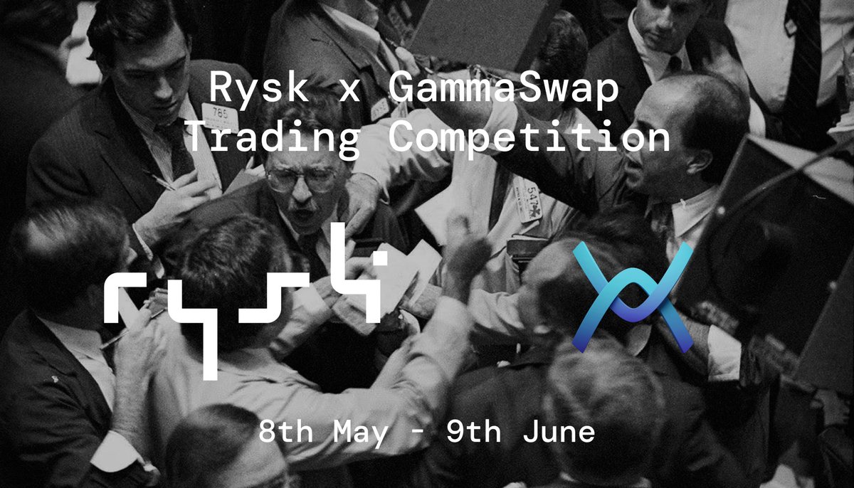 ryskfinance's tweet photo. Hugely excited to announce what we have been cooking up with the chads over at @GammaSwapLabs

Who: Rysk &amp; GammaSwap
What: Testnet Trading Competition
When: 8th May - 9th June (~1 month)
Where: Arbitrum Goerli Testnet
Why: $50k in cash rewards on top of partner prizes 👀

👇 https://t.co/v2kSwRi9md