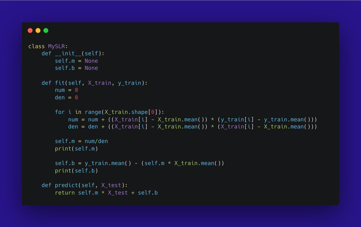 sabirbagwan_'s tweet image. #Python #Class #SimpleLinearRegression for fit and predict