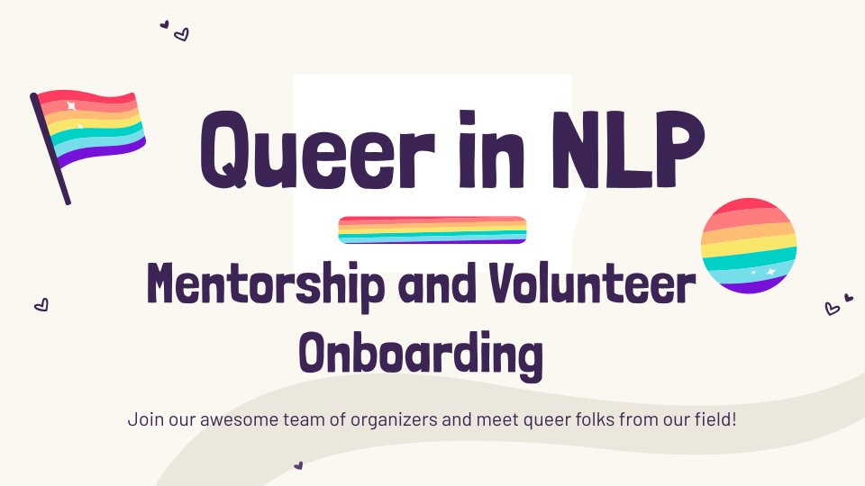 QueerinAI's tweet image. Join our team: We need folks to help us organize our NLP events and socials. Joining the organization team is a great way to meet queer folks and mentors in our field and understanding inclusivity issues. Sign up here: forms.gle/t4K7hxHEsqdVBp…