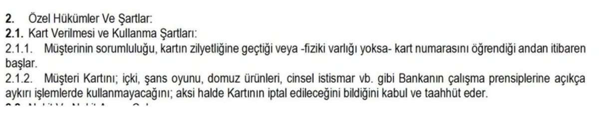 🔴 Bir sosyal medya kullanıcısının, içkili mekanda Kuveyt Türk kartı ile ödeme yapamadığı için hesabını kapatacağını duyurması üzerine Kuveyt Türk'ün şans oyunu, domuz ve alkol ürünleri alımlarına izin vermediği ortaya çıktı.

Yetkililer, söz konusu sınırlandırmanın kart