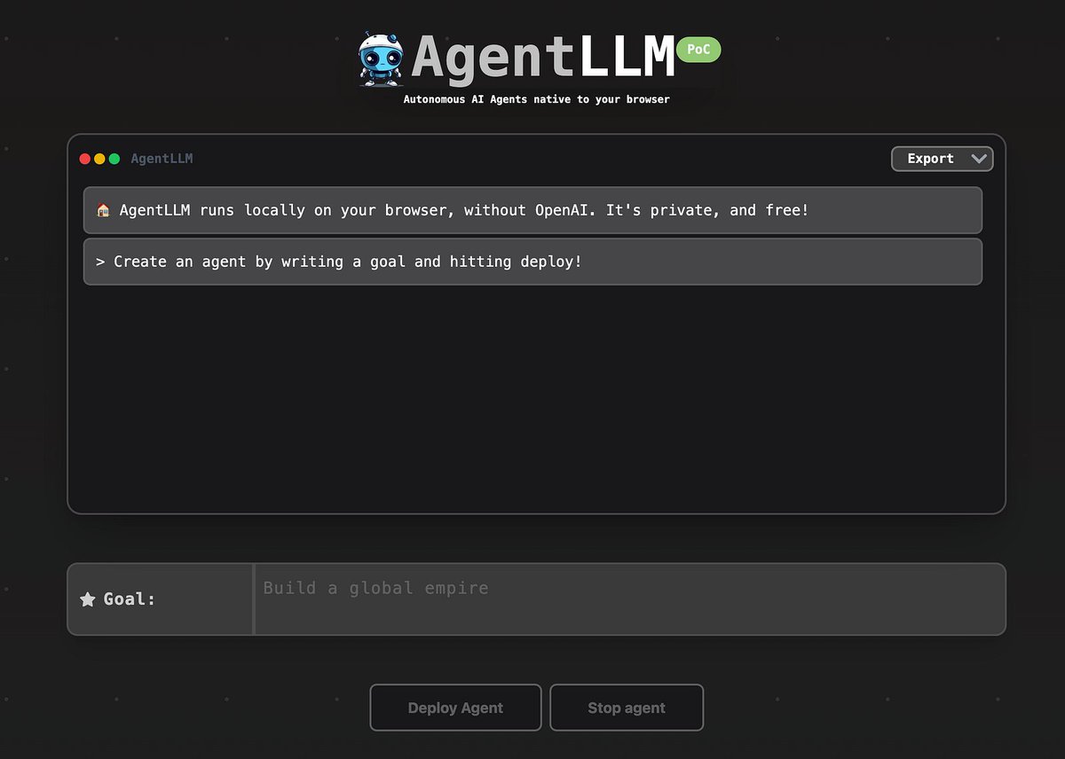 AgentLLM's chat interface