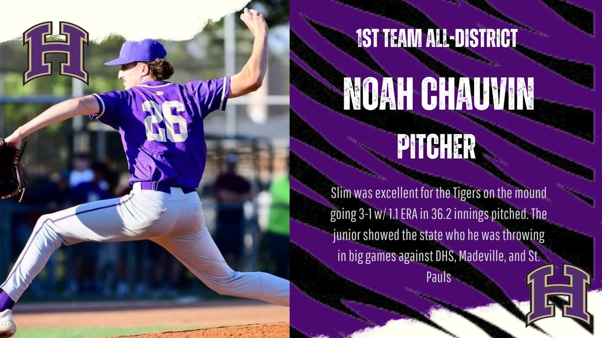 1st Team All District ole Slim. The Junior showed the state who he was having a break out szn as a full time starter. He tied the rubber against top competition all season! Atta boy Slim!!🔥🔥🐅