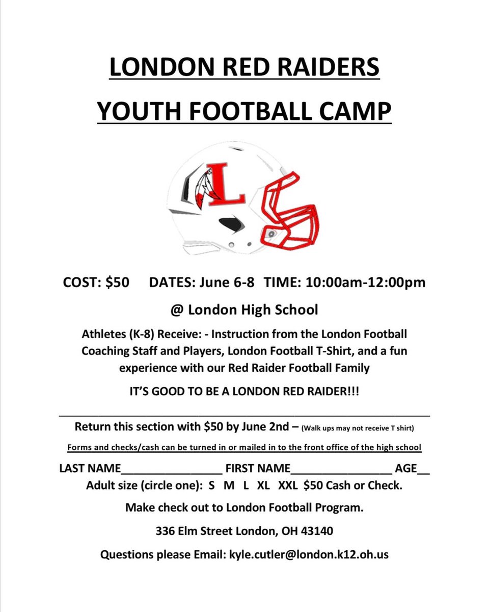 London_RaiderFB's tweet photo. Come have some fun and join us for our Youth Camp June 6th through 8th‼️ #ALLIN https://t.co/NJ0myPOEPe