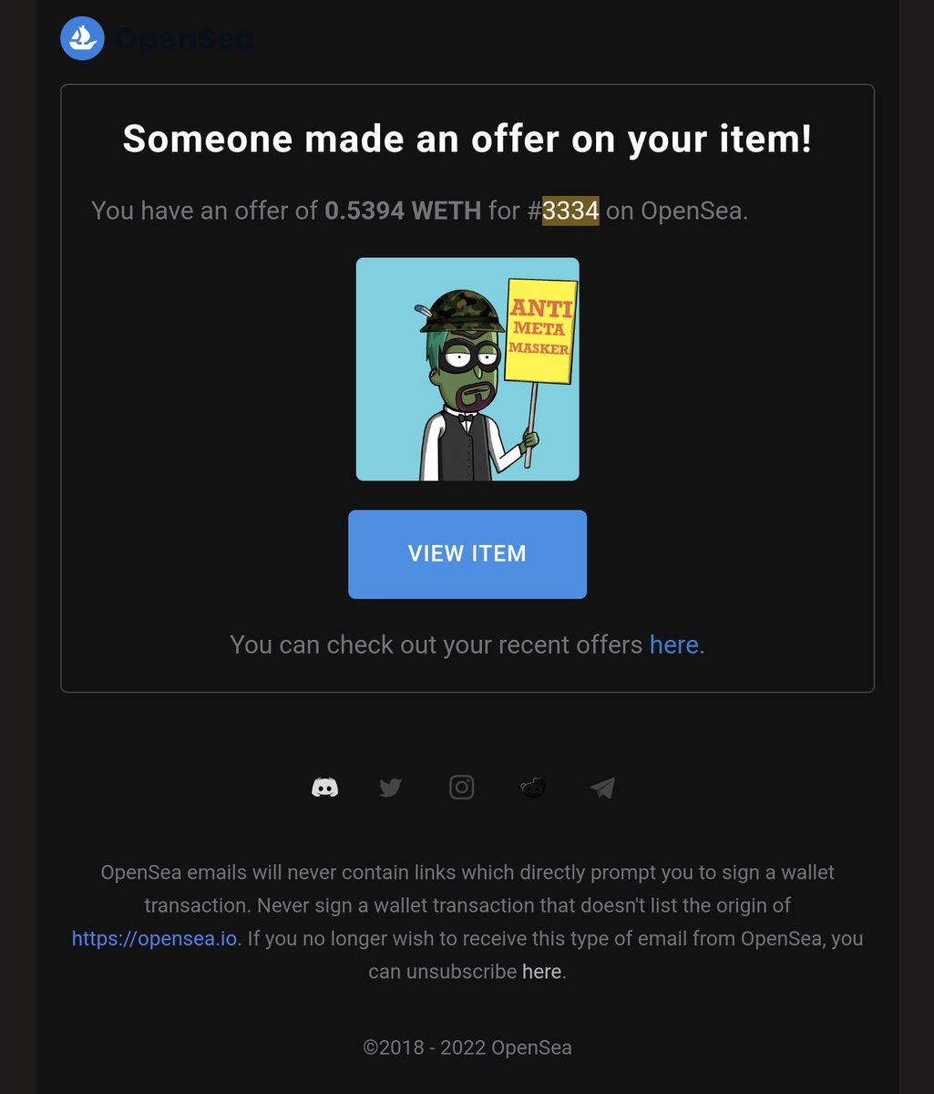 Mrniktomoose's tweet photo. How about no? Remove those silly offers from my precious Zombiesoldier lol #GodHatesNFTees #bitswtf @srpeters 😂 https://t.co/dWwp3kzIsx