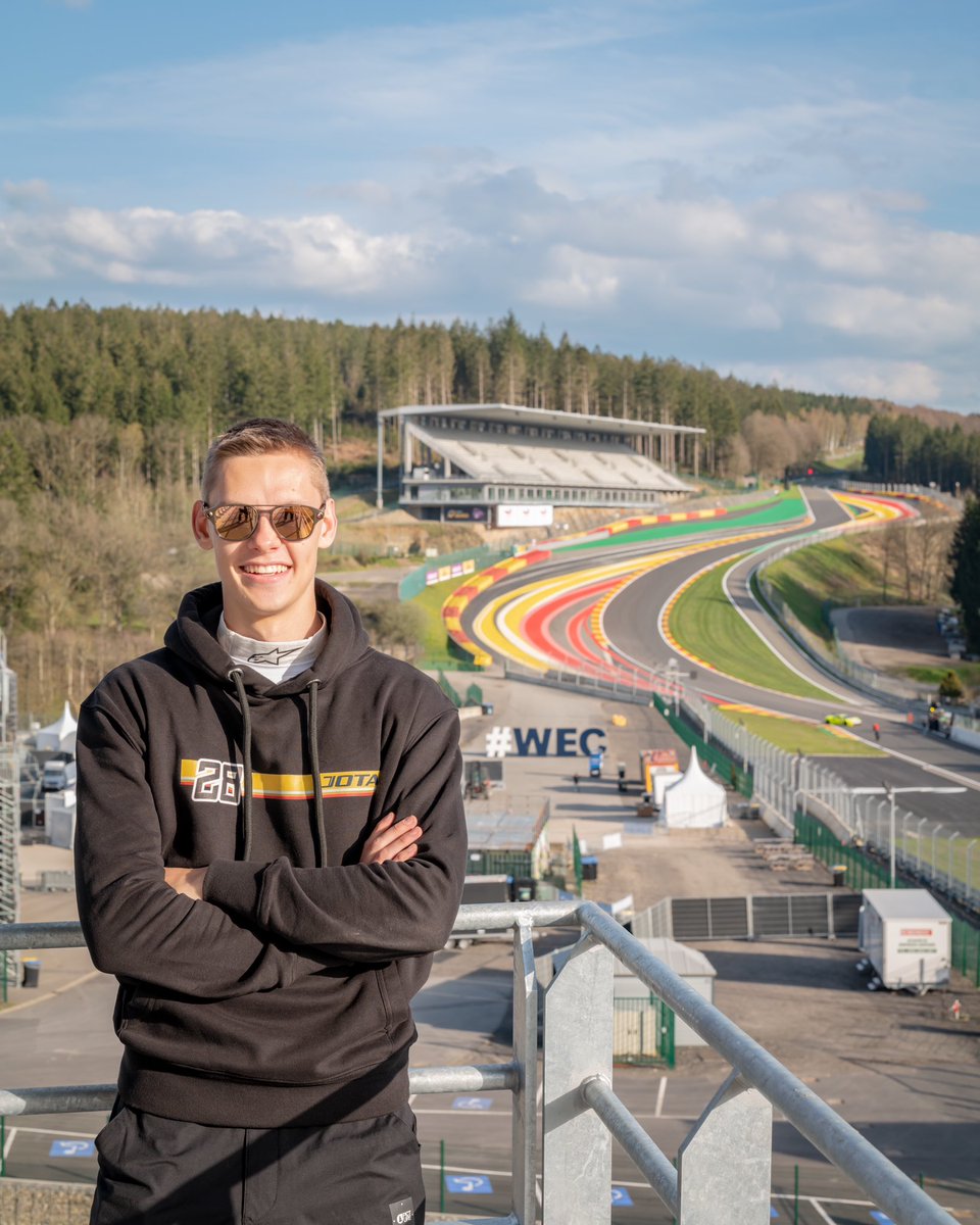 oliverrasoff's tweet photo. Sunbathing under the Spa sun at 6 degrees! ☀️🥶

📷 : Adrian Maidman

#prelectronics @ppm_sports @dasu_dk _ @teamdanmark 

@JotaSport @FIAWEC 
#JOTA #JOTASport #LMP2

#6HofPortimao https://t.co/ixmrYfMI5m