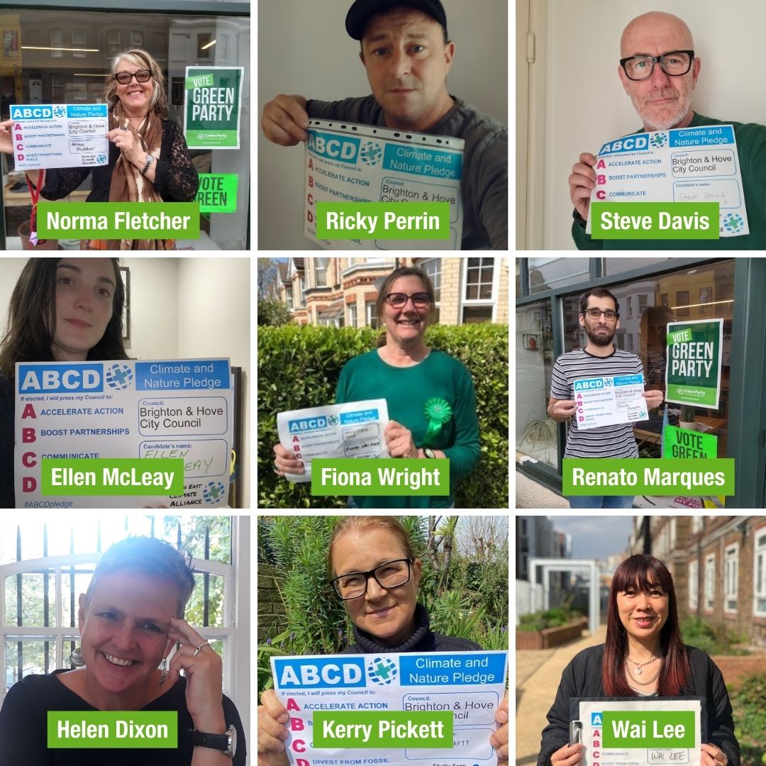 BHGreens's tweet photo. Brighton &amp; Hove Green candidates are proud to sign up to @SECA_UK's Climate and Nature pledge to accelerate action, boost partnerships, communicate and divest from fossil fuels 💚🌍 

On May 4th #votegreen for action on the climate crisis https://t.co/2DLBwNXOil