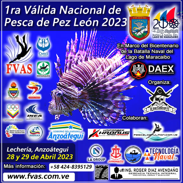 Faltan pocos días para la 1ra Válida Nacional FVAS 2023 de Pesca del Pez León, este fin de semana viernes 28 y sábado 29 de abril en Lechería, Estado Anzoátegui.

Inscripciones y más información en nuestro sitio web

fvas.com.ve/1ra-pez-leon-2…