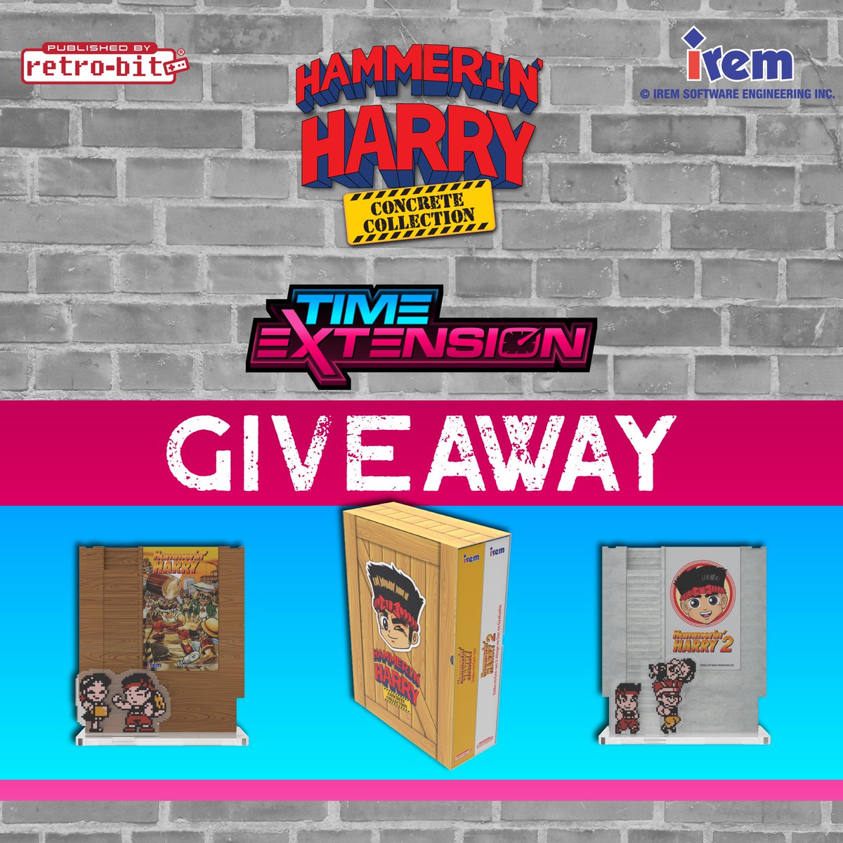 We've teamed up with Retro-Bit to give away a Hammerin' Harry Concrete Collection set!

To enter, simply Like &amp; RT this post and make sure you're following both <a href="/timeextension64/">Time Extension</a> and <a href="/RetroBitGaming/">Retro-Bit Gaming</a>!

A winner will be chosen at random next week! (Open internationally)