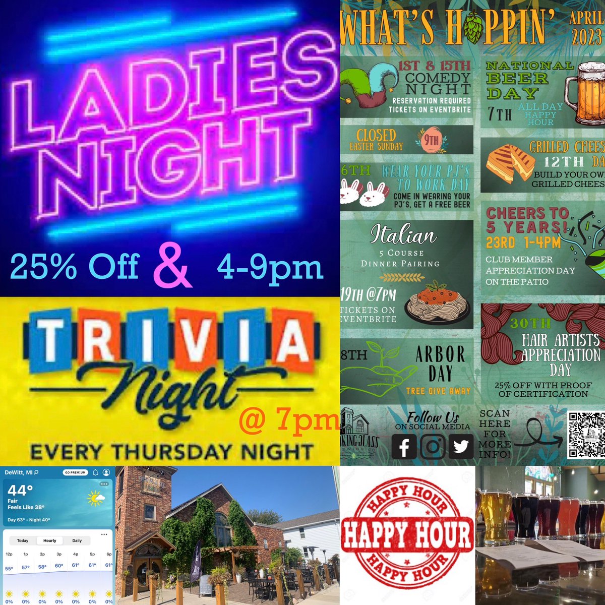 LGBrewingCo's tweet photo. Join us for #thirstythursday on the patio or inside 12-9 with tasty food specials &amp; new craft brews, #happyhour 4-6, #ladiesnight 4-9 &amp; #trivia at 7pm 

New brews like Hazy Shade #wheatale #paleale #blondeale #coffeeblonde #porter #doppelbock #blueraspberrycider #cranberryseltzer https://t.co/izvdUAVA69